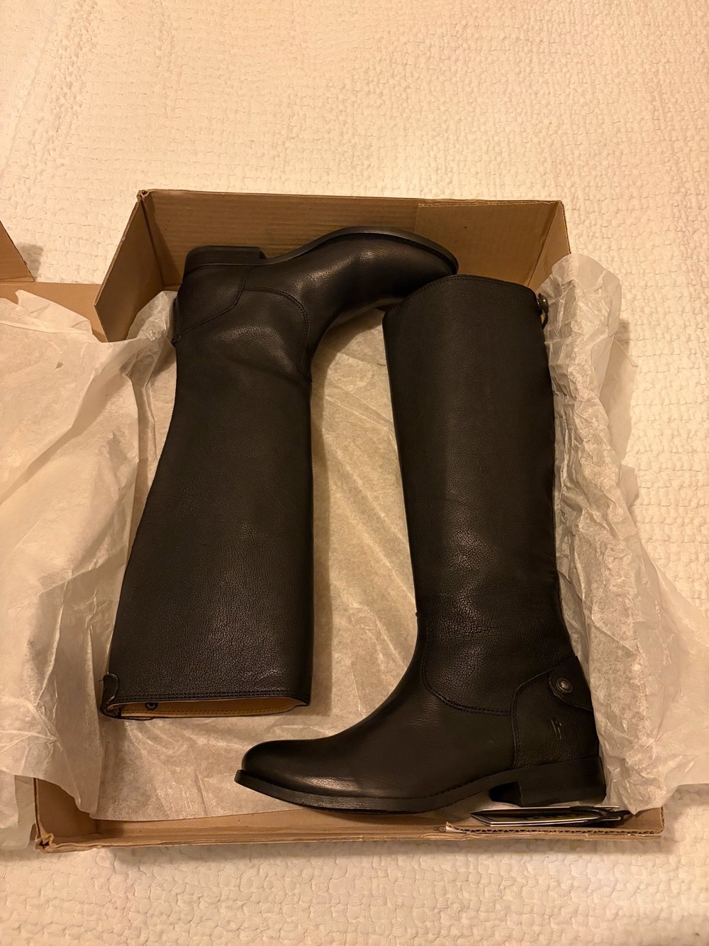 Frye Women's Below Knee Black Leather Riding Boots